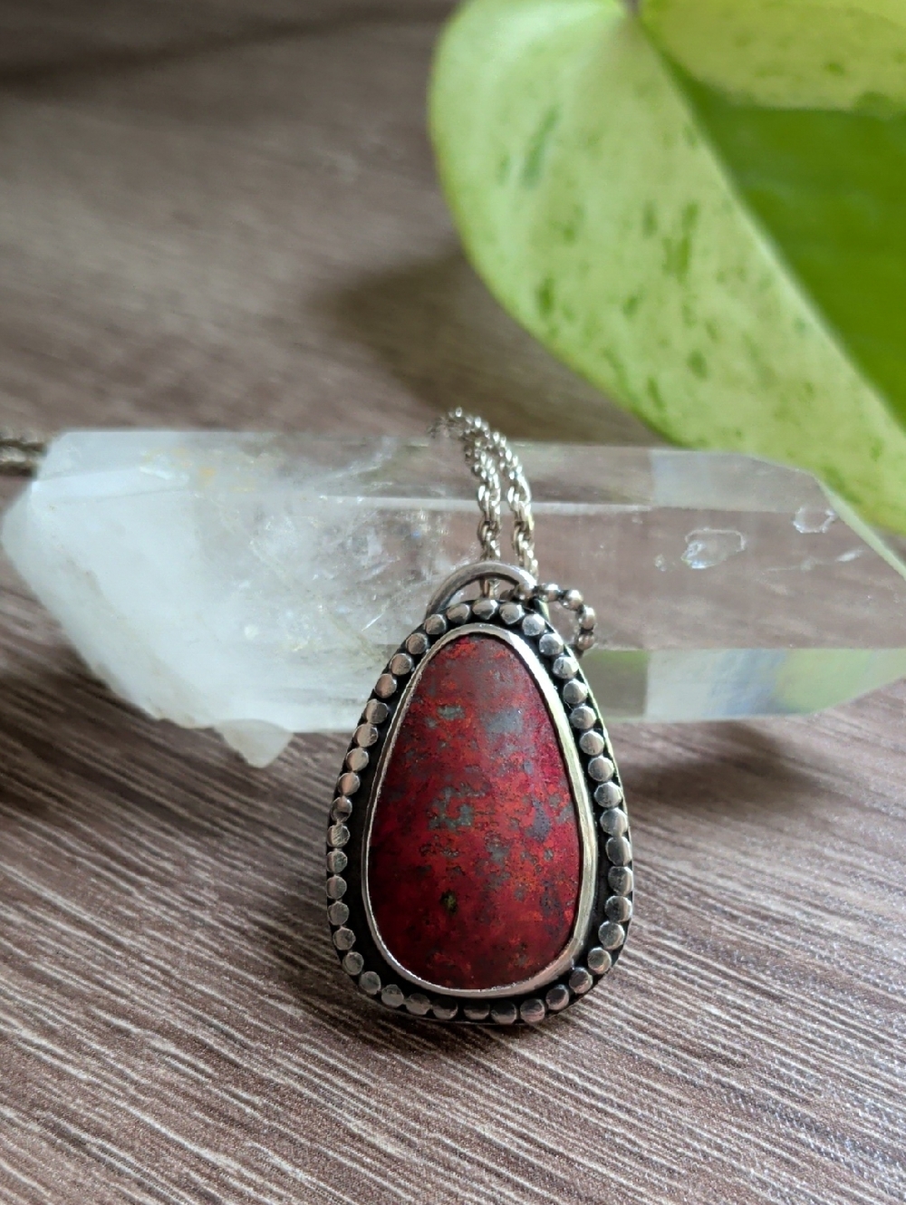 Handmade Sterling Silver And Cuprite Pendant Necklace